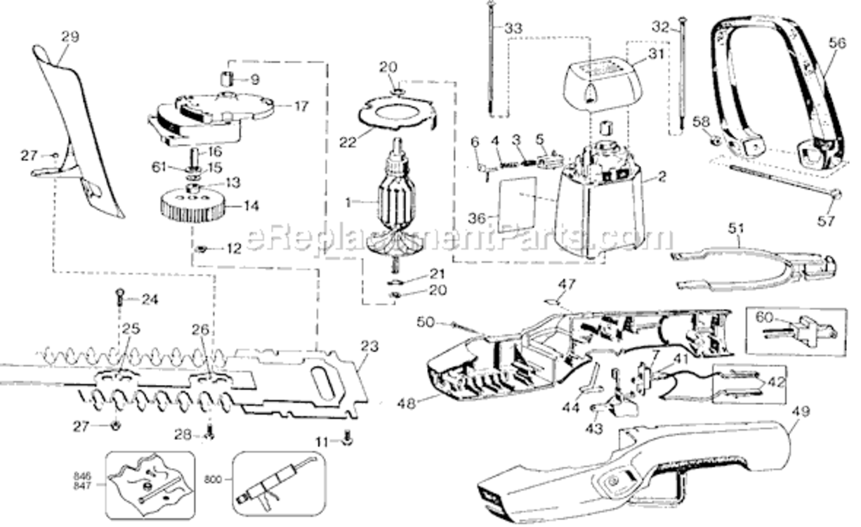Page L Diagram and Parts List for 8134 Type 4 Black and Decker Hedge Trimmer